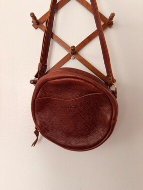 Portland Leather Nutmeg Large Round Leather Crossbody Bag